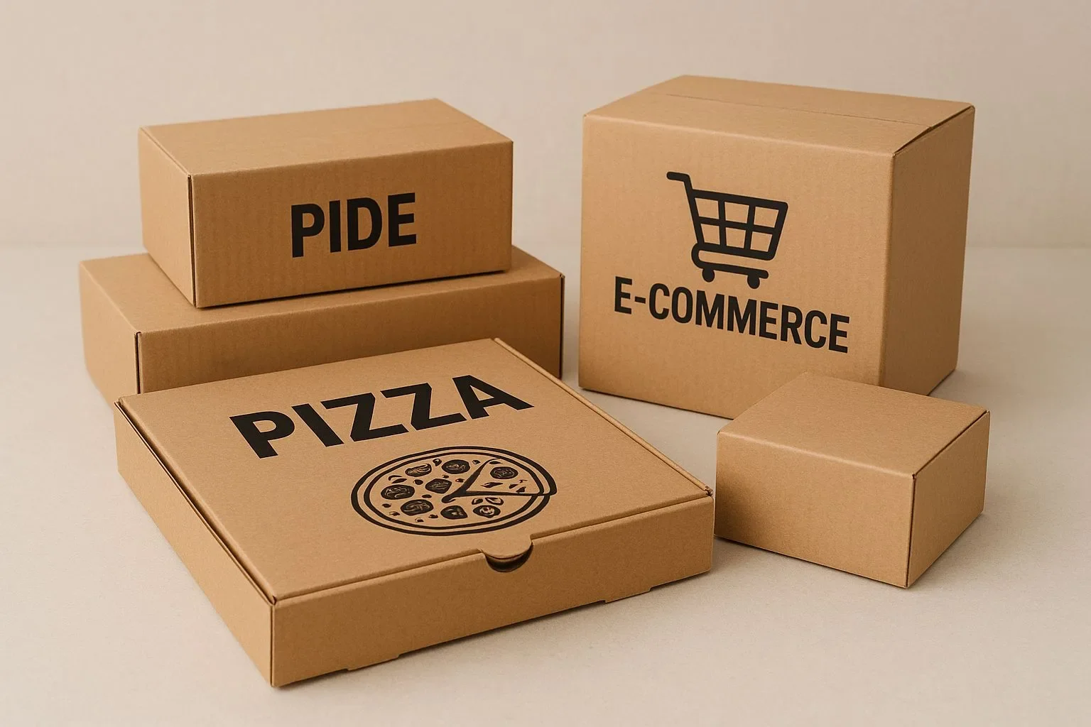Pizza, pide ve e-ticaret kutuları